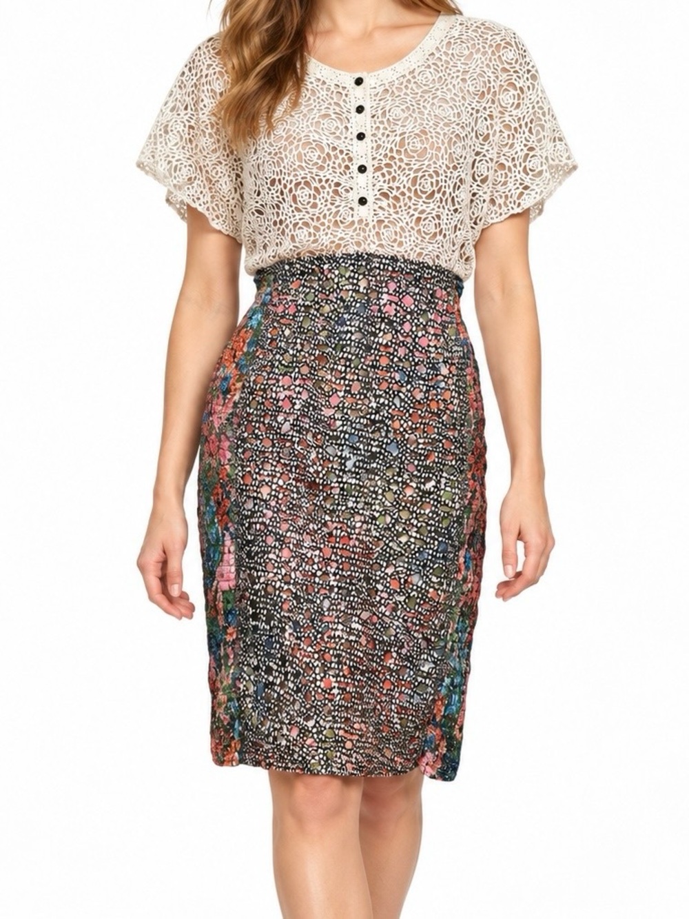 Anthropologie Beguile Byron Lars Lace Study Dress Ivory Floral Size 10
